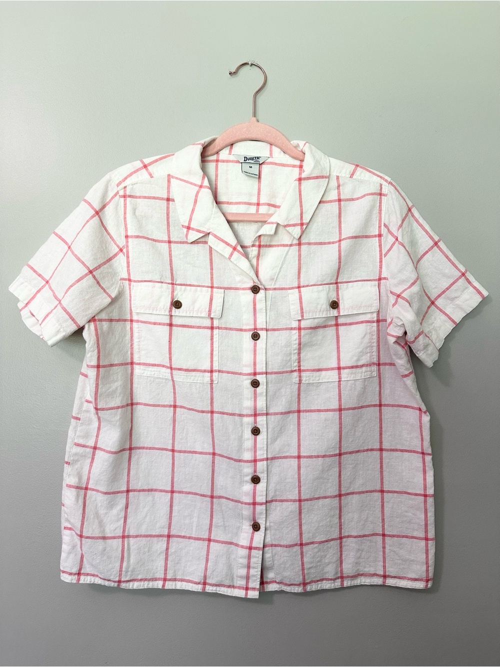 Duluth Trading Co Womens Med Hemp Organic Cotton Camp Shirt Rustic Granola Girl